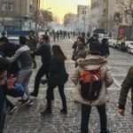 Iran people are affected by tear gas fired by anti riot Iranian police