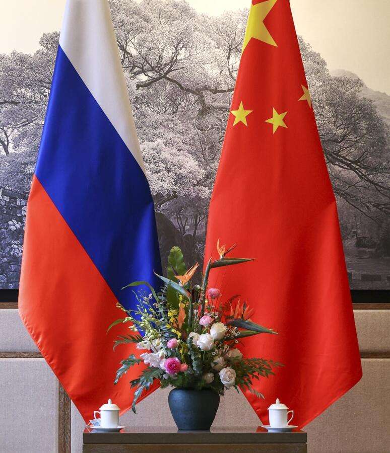 Russia and China flags