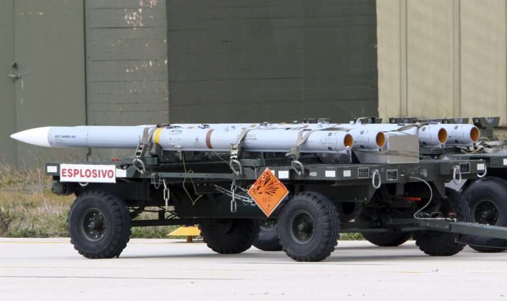 Weapons are seen at the Gioia del Colle air base near Bari Southern Italy