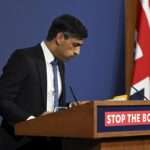 Britains Prime Minister Rishi Sunak gestures during a press conference