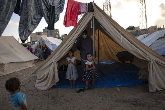 Israel Palestinians Gaza Tent Camp Khan Younis