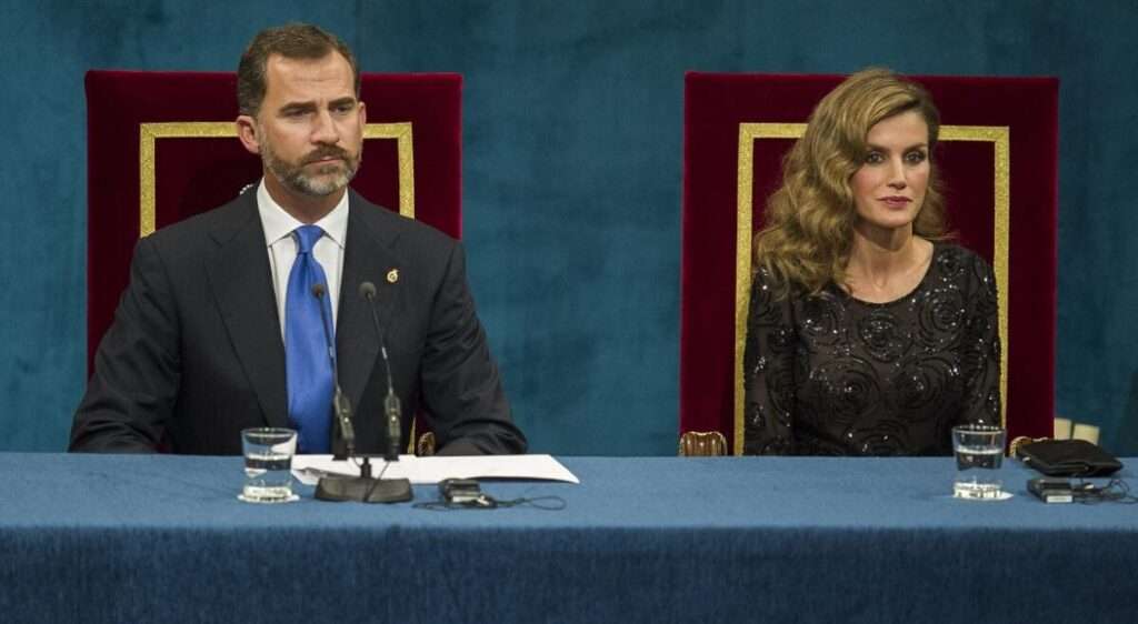 Spains Crown Prince Felipe left and Princess Letizia attend Spains