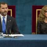 Spains Crown Prince Felipe left and Princess Letizia attend Spains