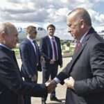 Vladimir Putin left and Turkish President Recep Tayyip Erdogan