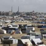 shelter near the border fence with Egypt in Rafah
