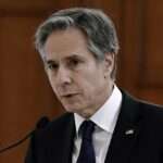 U S Secretary of State Antony Blinken speaks during a joint press conference with Moldovas President Maia Sandu