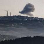 A smoke plume billows during Israeli bombardment across the border in south Lebanon