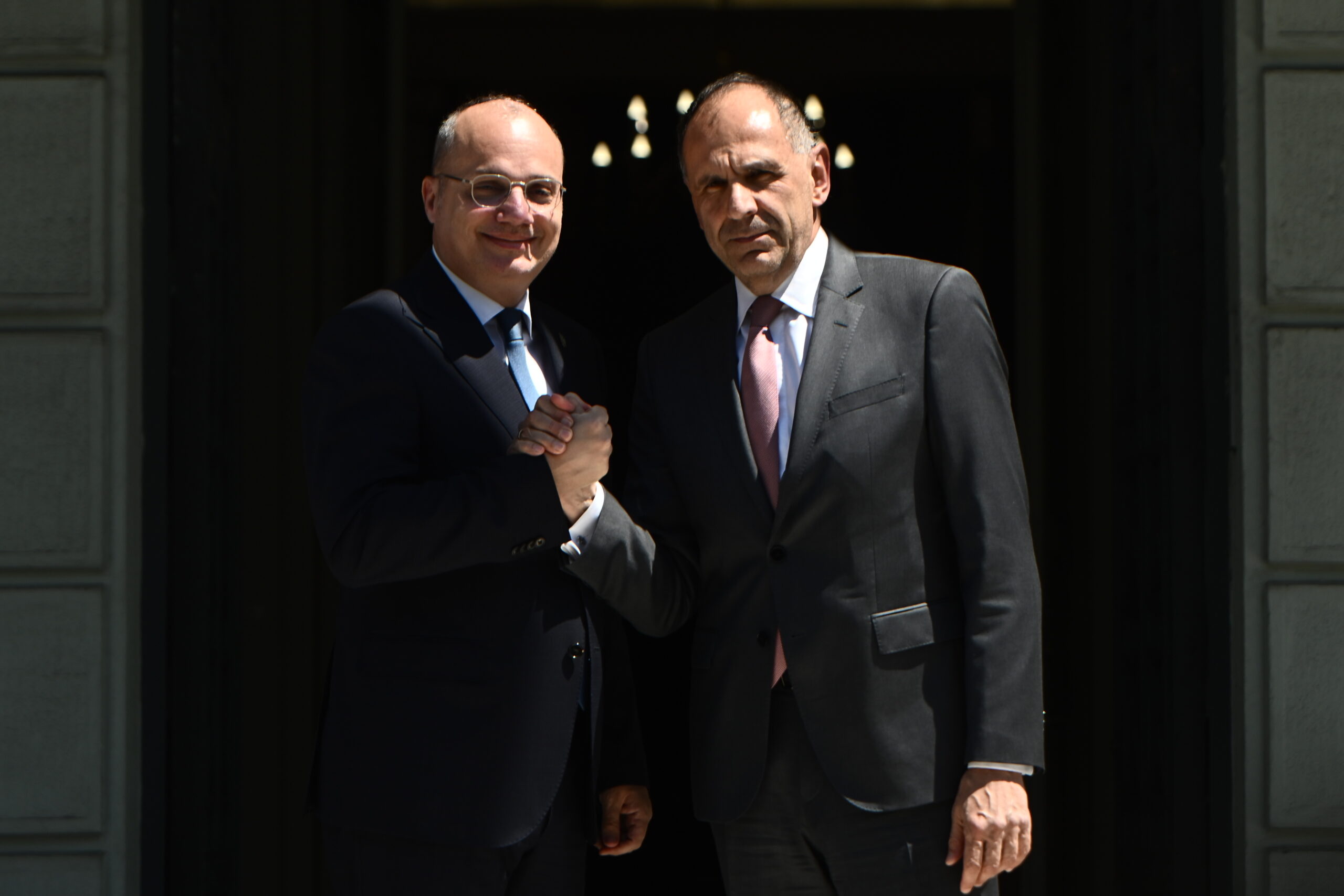 [378363] ΣΥΝΑΝΤΗΣΗ ΤΟΥ ΥΠΟΥΡΓΟΥ ΕΞΩΤΕΡΙΚΩΝ ΓΙΩΡΓΟΥ ΓΕΡΑΠΕΤΡΙΤΗ ΜΕ ΤΟΝ ΥΠΟΥΡΓΟ ΕΥΡΩΠΗΣ ΚΑΙ ΕΞΩΤΕΡΙΚΩΝ ΤΗΣ ΑΛΒΑΝΙΑΣ IGLI HASANI  (ΚΩΣΤΑΣ ΤΖΟΥΜΑΣ/EUROKINISSI)