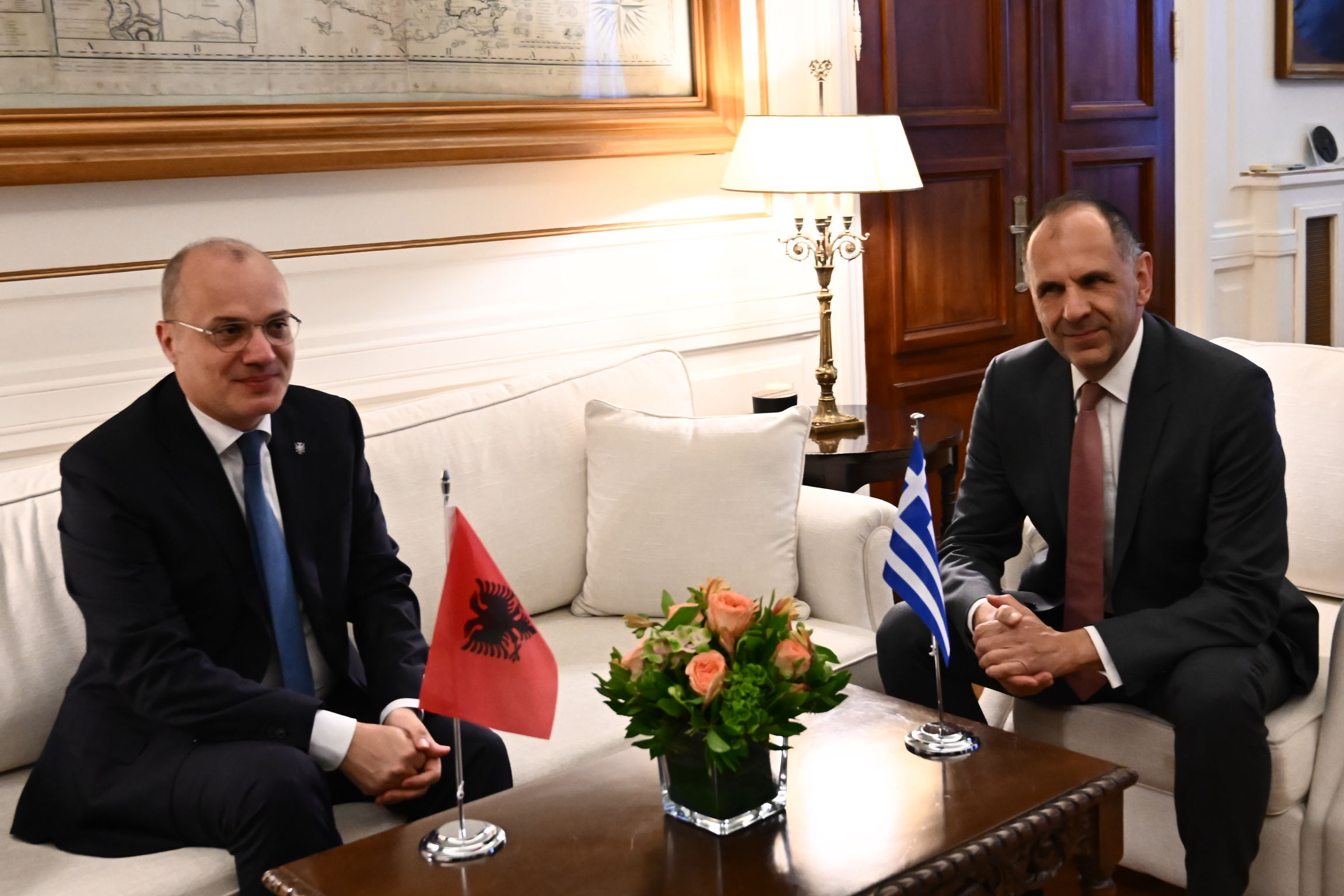 [378363] ΣΥΝΑΝΤΗΣΗ ΤΟΥ ΥΠΟΥΡΓΟΥ ΕΞΩΤΕΡΙΚΩΝ ΓΙΩΡΓΟΥ ΓΕΡΑΠΕΤΡΙΤΗ ΜΕ ΤΟΝ ΥΠΟΥΡΓΟ ΕΥΡΩΠΗΣ ΚΑΙ ΕΞΩΤΕΡΙΚΩΝ ΤΗΣ ΑΛΒΑΝΙΑΣ IGLI HASANI  (ΚΩΣΤΑΣ ΤΖΟΥΜΑΣ/EUROKINISSI)